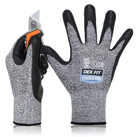 Level 4 Cut Resistant Gloves, Firm Grip, 3D-Comfort Fit, Durable, Lightweight, Gray, Size S 7